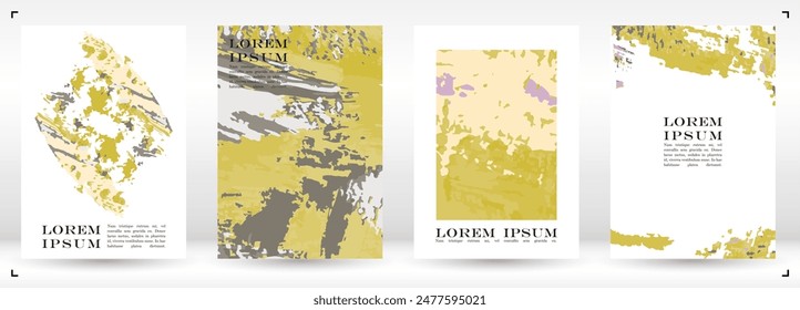 Abstract Vector Paint Stain Background Set. Hand Drawn Artistic Covers Design. Good for Business Branding.