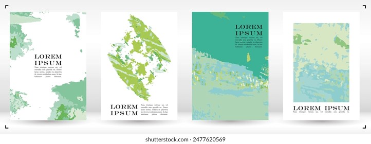 Abstract Vector Paint Stain Background Set. Hand Drawn Artistic Covers Design. Good for Business Branding.