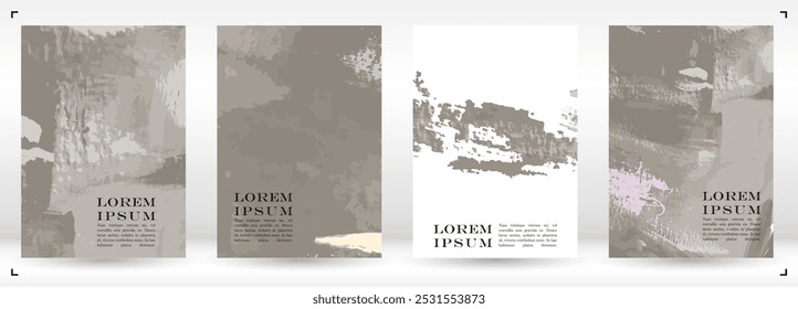 Abstract Vector Paint Stain Background Set. Hand Painted Artwork Page Collection. Good for Cover, Invitation, Banner, Placard, Brochure, Poster, Card, Flyer and other.