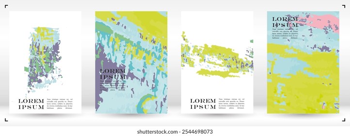 Conjunto de fondo de manchas de pintura de Vector Abstractas. Pintura al óleo Trazos Placard Diseño. Bueno para la cubierta, la invitación, el Anuncio, el cartel, el folleto, el cartel, la tarjeta, el volante y otros.