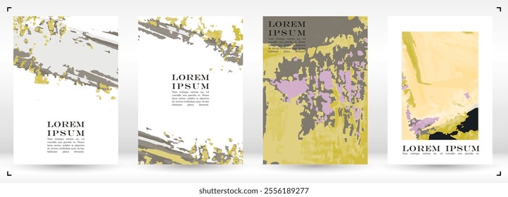 Abstract Vector Paint Stain Background Set. Hand Drawn Artistic Covers Design. Ideal for Banner, Flyer, Invitation, Business Card.