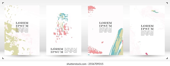 Abstract Vector Paint Stain Background Set. Oil Paint Strokes Placard Design. Good for Cover, Invitation, Banner, Placard, Brochure, Poster, Card, Flyer and other.