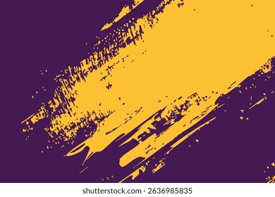 Abstract vector paint stroke element. Vibrant yellow gold and purple textured background, ideal for contemporary graphic design, banners, and artistic prints.