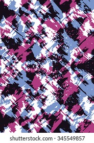 Abstract vector painting with grunge texture in white, black, blue, lilac colors. Abstract psychedelic print with grunge splash. Abstract art of chaotic brush strokes.Grunge style 1990.  A4 format. 