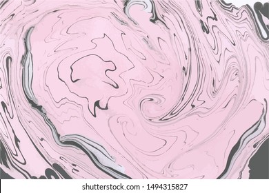 Abstract vector painting. Pink and black marbling background. Decorative marble texture. Abstract ink background. Marbling background. Marble paper texture. 