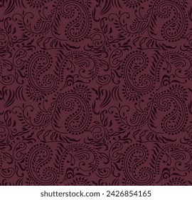 abstract vector paisley pattern red background