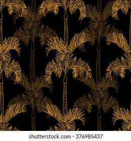 Abstract vector palm watercolor seamless background. Dye allover background. Exotic palm repeated print. Tropical palm seamless pattern.