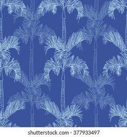 Abstract vector palm watercolor seamless background. Dye allover background.