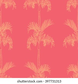 Abstract vector palm watercolor seamless background. Dye allover background. Banana palm seamless print.