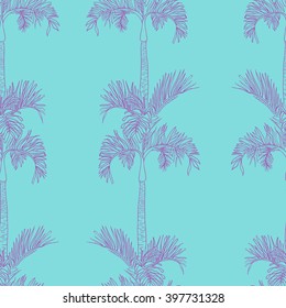 Abstract vector palm watercolor seamless background. Dye allover background. Banana palm seamless print.
