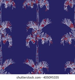 Abstract vector palm watercolor seamless background. Dye allover background. Banana palm seamless print.