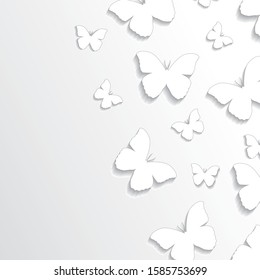 Abstract vector paper butterflies background