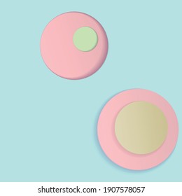 Abstract vector paper cut circles on pastel blue background