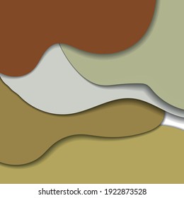 Abstract vector paper cut green and red background with shadows and 3d effect 