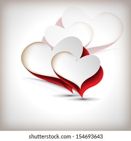 Abstract vector paper cut  heart illustration in gray color background.