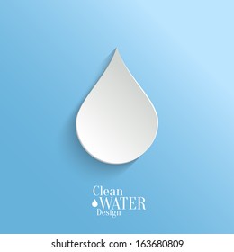 Abstract  Vector Paper Water Drop on Blue Background.  Eco Concept.