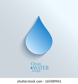 Abstract  Vector Paper Water Drop on Blue Background.  Eco Concept.