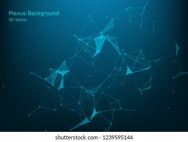 Abstract vector particles and lines. Plexus effect. Futuristic illustration. Polygonal Cyber Structure. Data Connection Concept.