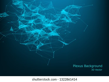 Abstract vector particles and lines. Plexus effect. Futuristic illustration. Polygonal Cyber Structure. Data Connection Concept.