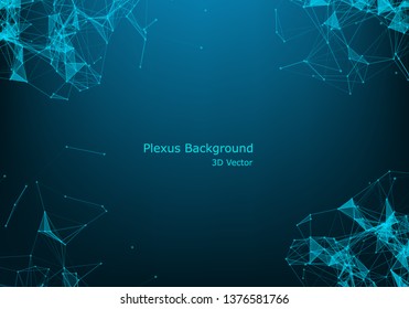 Abstract vector particles and lines. Plexus effect. Futuristic illustration. Polygonal Cyber Structure. Data Connection Concept.