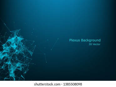 Abstract vector particles and lines. Plexus effect. Futuristic illustration. Polygonal Cyber Structure. Data Connection Concept.