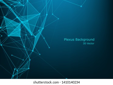 Abstract vector particles and lines. Plexus effect. Futuristic illustration. Polygonal Cyber Structure. Data Connection Concept.