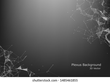 Abstract vector particles and lines. Plexus effect. Futuristic illustration. Polygonal Cyber Structure. Data Connection Concept.