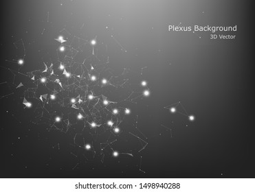 Abstract vector particles and lines. Plexus effect. Futuristic illustration. Polygonal Cyber Structure. Data Connection Concept.