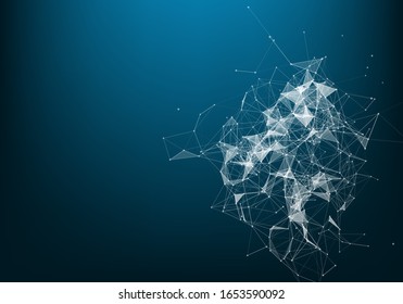 Abstract vector particles and lines. Plexus effect. Futuristic illustration. Polygonal Cyber Structure. Data Connection Concept.