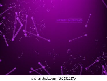 Abstract vector particles and lines. Plexus effect. Futuristic illustration. Polygonal Cyber Structure. Data Connection Concept .Neon Light background.