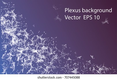 Abstract vector particles and lines. Plexus effect. Futuristic vector illustration. Polygonal Cyber Structure. Data Connection Concept.