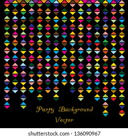 abstract vector party background with symmetrical colorful shapes isolated on black background