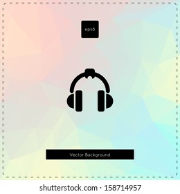 Abstract vector pastel chalk polygonal background. With headphones.