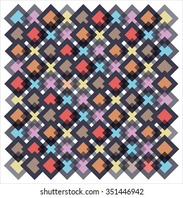 Abstract vector pattern background. Color composition of regular geometric overlapping shapes.