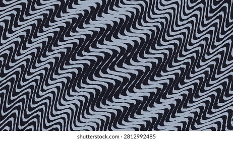 An abstract vector pattern background featuring distorted wavy lines in a diagonal zigzag structure. The hand-drawn organic texture in slate blue and black colors creates a modern retro, liquid, or psychedelic aesthetic, making it perfect for apparel, fashion textiles, wrapping papers, and creative digital backgrounds.
#WavyPattern #ZigzagBackground #DistortedLines #AbstractVector #BlueAndBlack #PsychedelicVibes #ModernRetro #TextileDesign #SeamlessPattern #CreativeBackdrop #OpticalIllusion
