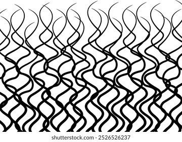 Abstract vector pattern of black curly lines on a white background. Modern vector background. Wool. Hair, curls. For covers, interior, advertising