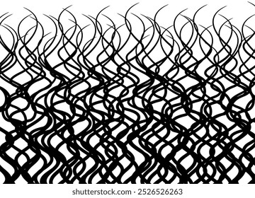 Abstract vector pattern of black curly lines on a white background. Modern vector background. Wool. Hair, curls