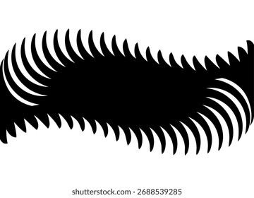 Abstract Vector Pattern Black on White Background. Swirled Design Element for Cover, Advertising, Packaging. Symmetrical Vector Background. Spiral. Sharp Curved Shapes