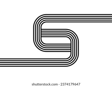 Abstract vector pattern of black parallel lines on a white background in retro style. Striped black and white design element. Modern vector background