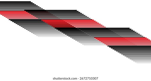 Abstract vector pattern of black and red broken shapes on a white background. For wall decor, interior, wallpaper, furniture, web design, printing, packaging, advertising