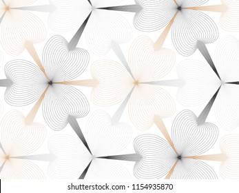 Abstract vector pattern with black and white of Heart shape is arranged in a curve