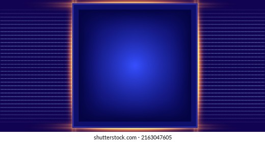 Abstract vector pattern blue dotted lines background illustration with square banner for design