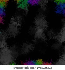 abstract vector pattern of brush strokes of gray and splashes of colored paint on contrasting background