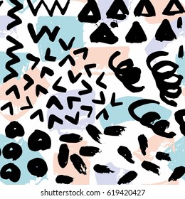 Abstract vector pattern with brush strokes for design of surfaces, design of covers and prints, design of textiles, packaging and wrapping paper