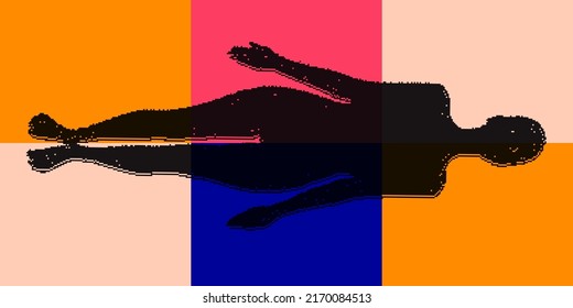 Abstract Vector Pattern Composition Background With geometric textured elements and shapes, human body. For Web Design, social media, Invitation, Poster, Textile Print, Background.