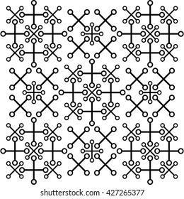 Abstract vector pattern of cross and circles. Symmetrical geometrical pattern. For design concepts, posters, banners, web, presentations and prints