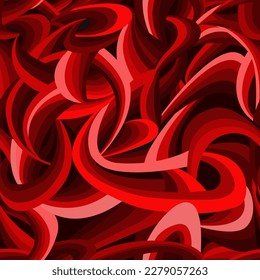 abstract vector pattern depicting wave tongues consisting of smooth curved lines in various tones of red for decorating interiors and scenes
