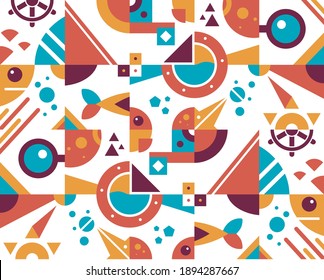 Abstract vector pattern design for web banner, business presentation, branding package, fabric print, wallpaper. Geometry minimalistic artwork poster with simple shape and figure. Marine flat elements