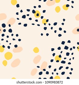 Abstract vector pattern with different dots. Seamless texture with ink hand drawn elements. Modern background.