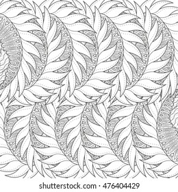 Abstract vector pattern drawing for adults and older children. Floral, ornament. abstract floral background. black and white. zentangle.